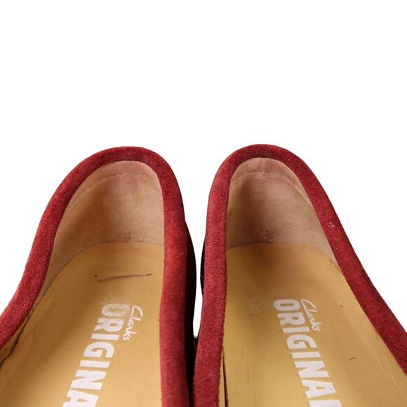 Clarks Shoes Womens 7 Moccasin Loafer Chukka Classic Flat Leather Red Crepe Sole - Picture 11 of 14